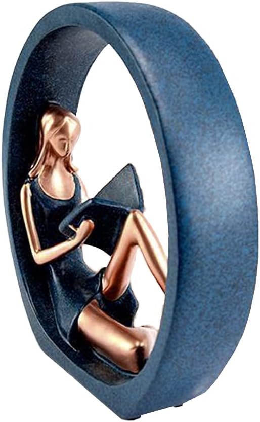 EKDJKK Resin Figurine Reading a Book Yoga Girl Bookshelf Bookcase Aesthetic Decoration Sculpture Accent Piece, Art Sculptures Modern Accents Figurine for Library Office Steel Statue Gifts