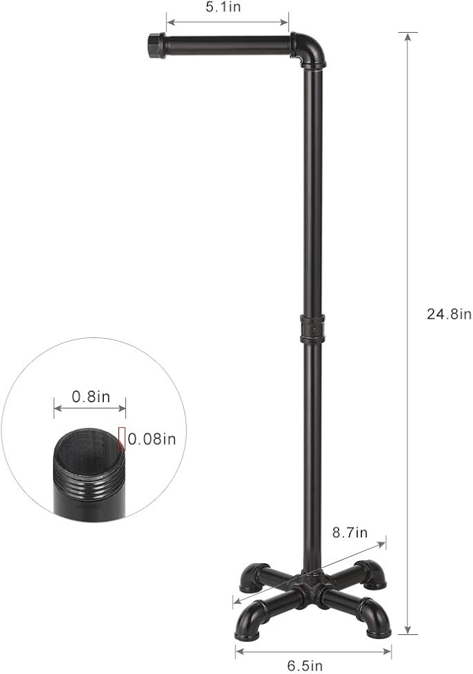MOOACE Toilet Paper Holder Stand, Industrial Free Standing Bathroom Tissue Paper Roll Dispenser, Black