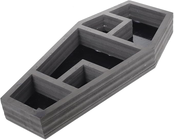 Halloween Gothic Coffin Storage Rack Unique Horror Organizer for Home Decor Decorative Shelf for Candles Books and Collectibles for Goth Decor Enthusiasts