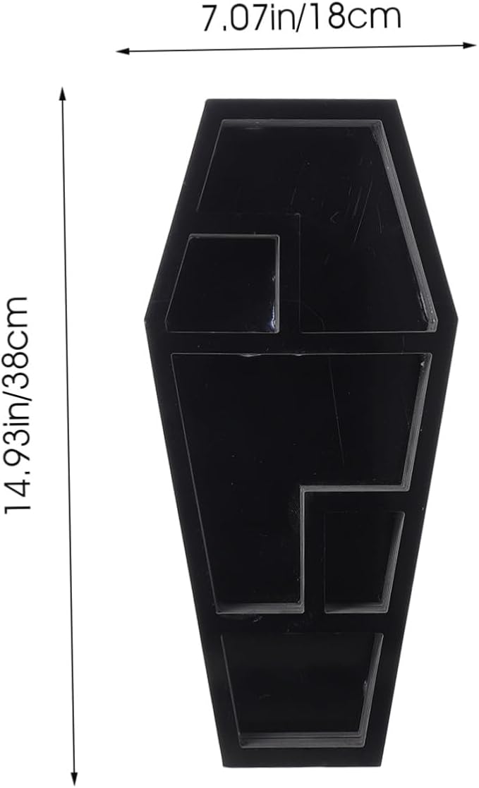 FOMIYES Spooky Coffin Shelf Gothic Halloween Decor Compartment Display Rack for Creative Storage for Parties Haunted Houses and Festivals Coffin Design