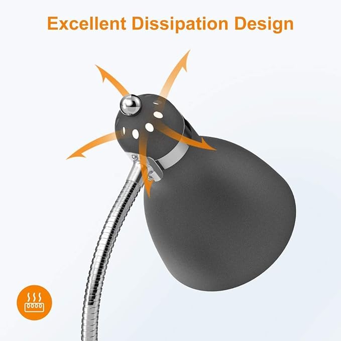 LEPOWER Floor Lamp, Metal Standing Lamp with Adjustable Gooseneck, Heavy Metal Base, Reading Pole Lamp for Office, Black Floor Lamps for Bedroom, Living Room