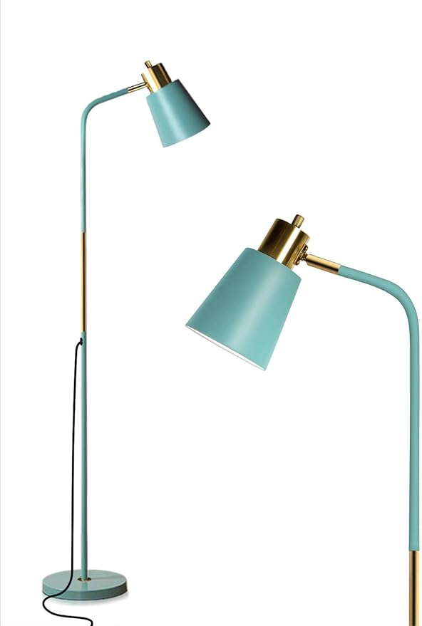 LALISU Floor Lamp, Industrial Floor Lamps for Living Rooms Rustic Farmhouse Reading Standing Floor Lamp Adjustable Metal Heads Indoor Task Lighting for Living Room Bedroom Office Home Décor (Green)