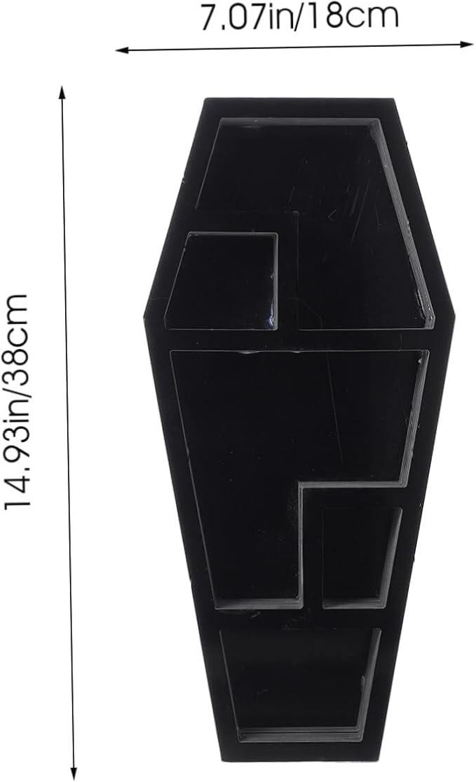 VICASKY Creative Gothic Coffin Storage Rack Eerie Decor Organizer for Halloween Parties Coffin Shelf for Knick-knacks Books Candles and Spooky Accents