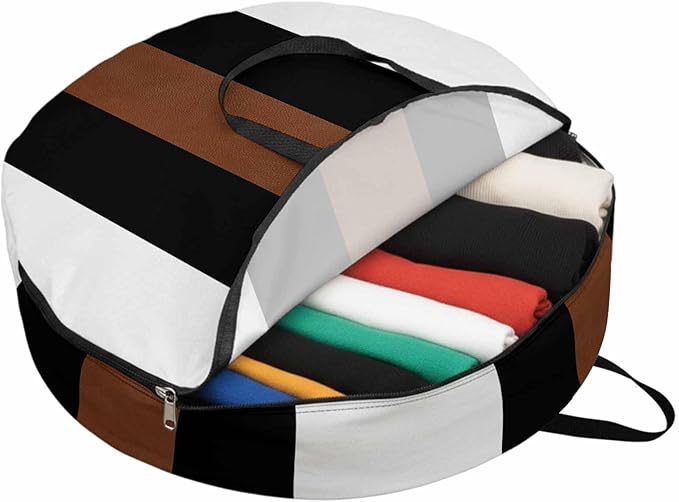 Storage Bag Brown Black White Round Storage Totes Bins Closet Organizers with Zippers & Handle Boho Style Clothes Storage Container for Bedroom Dorm Space Saving Packing Supplies Moving Bags