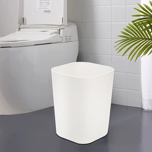 Besli 2 Gallon Small Trash Can Garbage Can Wastebasket for Bathroom Bedroom Kitchen Office (White+Black, 4 Pack)