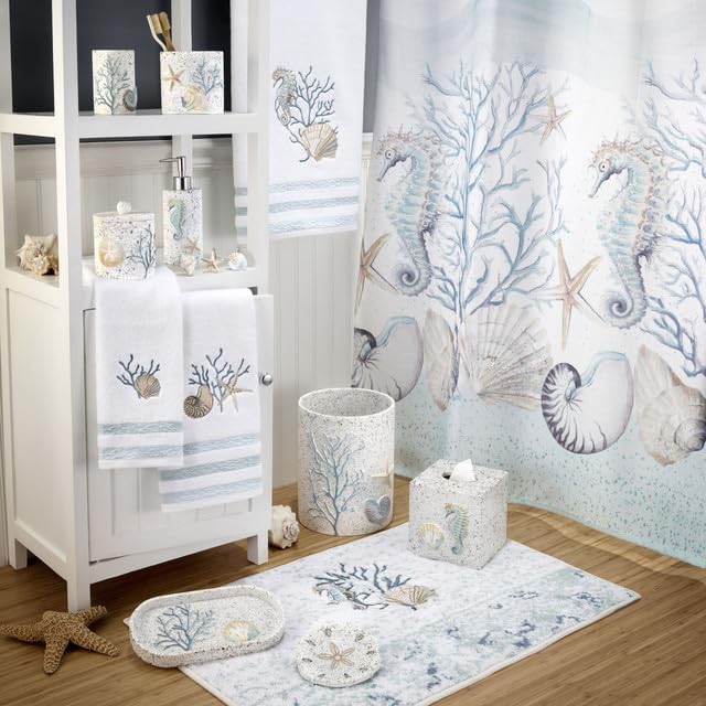 Avanti Linens - Toothbrush Holder, Resin Countertop Accessories, Sea Bathroom Decor (Coastal Terrazo Collection)
