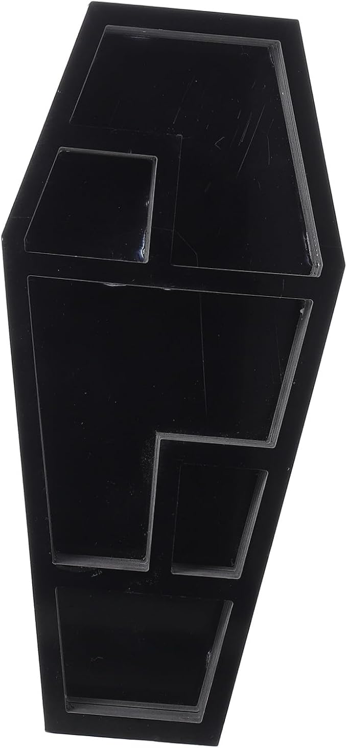 Creative Gothic Coffin Storage Rack Unique Sundries Organizer for Home Decor Eerie Halloween Display Shelf for Makeup and Collectibles Coffin Design