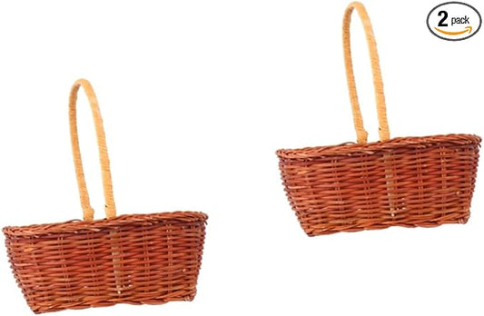 Luxshiny 2pcs Rectangular Easter Basket Mini Storage Holder Handle for and Storage for Home and Kindergarten Decoration