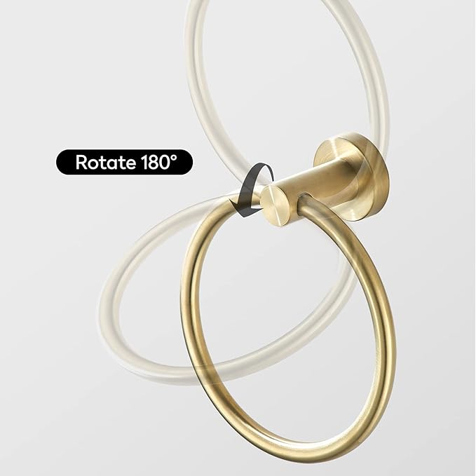 Gold Bathroom Hardware Set, Brushed Gold Toilet Paper Holder Towel Ring and 2 Robe Hook Bathroom Accessories Hand Towel Holder Kit Wall Mount Stainless Steel, 4 Pieces