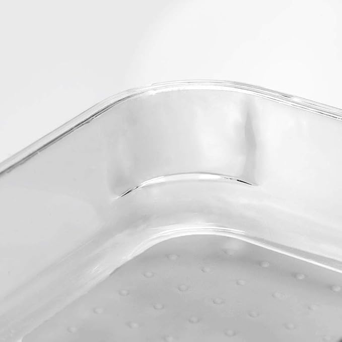 madesmart Medium Clear Storage Bin Organizer, Premium Soft-Grip Lining, Non-Slip Base, for Kitchen Utensils, Office Supplies, Pantry & Bathroom Items, Grey
