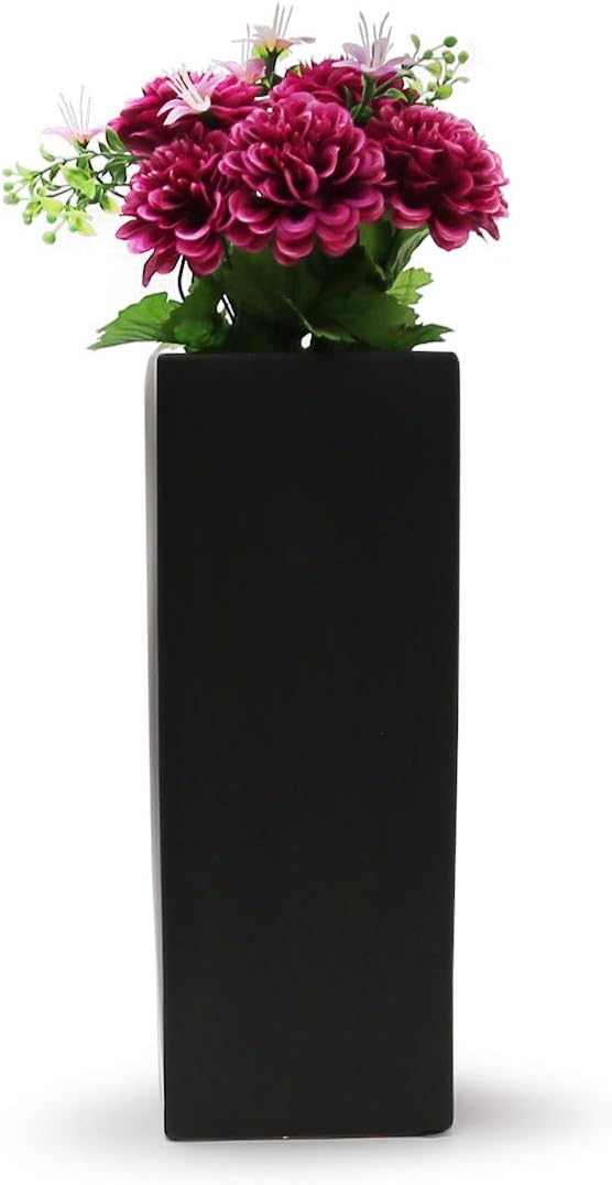 WGV Ceramic Block Vase Bulk, 5" W x 14" H, (Multiple Size/Color Choices) Matte Tall Square Flower Planter Pot, Accents Home Office Tabletop Decor, Ideal Gifts Black 6 Pieces (CSB0514BK)