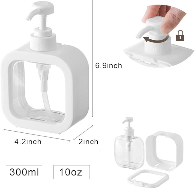 Hand Soap Dispenser for Bathroom, Modern Dish Soap Dispenser for Kitchen Sink, Liquid Soap Container with Pump, Clear Plastic Soap Pump Bottles (2 Packs,10oz, White)