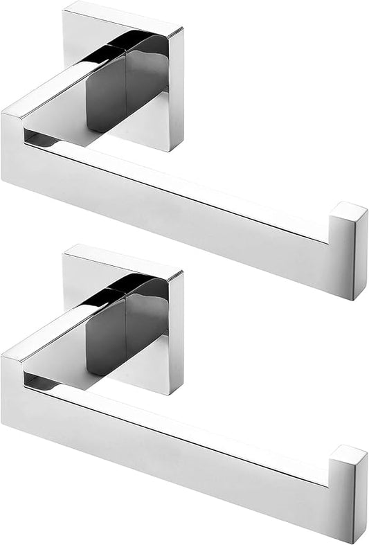 HITSLAM Chrome Toilet Paper Holder Premium 304 Stainless Steel Square Toilet Roll Holder for Bathroom Rustproof Wall-Mounted 2 Pack