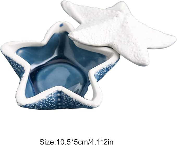 Starfish Jewelry Dish Tray - Ceramic Ring Holder - Ocean Style Trinket Tray - Earrings Candy Storage - Table Decoration Supplies