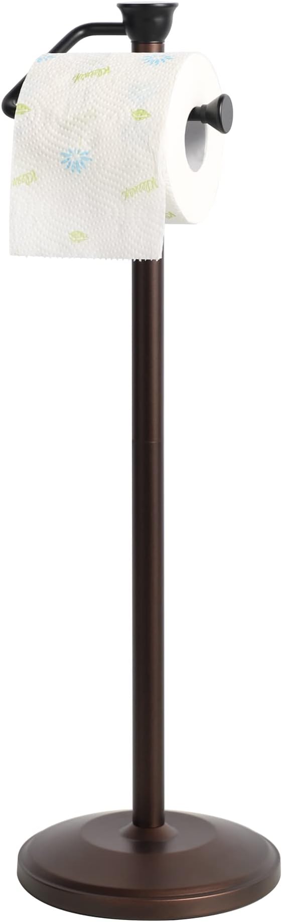 ZCCZ Toilet Paper Holder Stand, Freestanding Tissue Roll Dispenser with Reserve Storage, Bathroom Organizer for 5 Mega Rolls, Oil Rubbed Bronze Finish, Space-Saving Design for Modern Home Décor