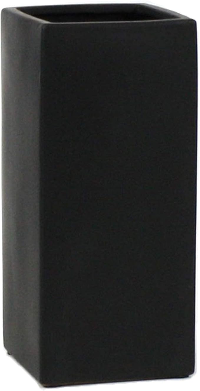 WGV Ceramic Block Vase 5" W x 12" H, (Multiple Size/Color Choices) Matte Tall Square Flower Planter Pot, Accents Home Office Tabletop Decor, Ideal Gifts Black 1 Piece (CSB0512BK) (Pack of 2)