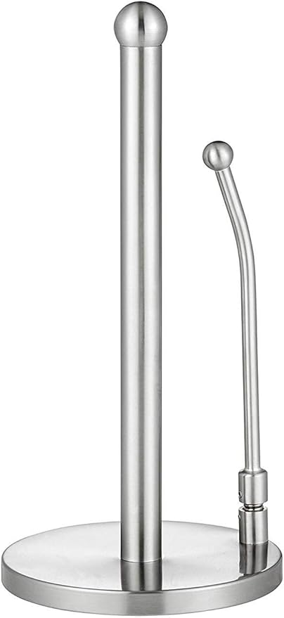 Alpine Industries Countertop Paper Towel Holder - Stainless Steel Kitchen Napkin Roll Dispenser Stand for Home, Office, Bathroom (Steel-Lite)