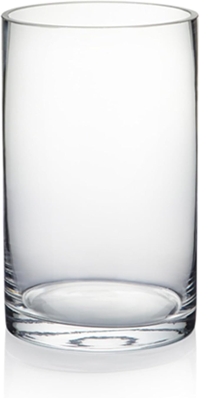WGVI Quality Thick Clear Cylinder Glass Vase, 3" W x 5" H, Floral Container, Glass Candle Holder, Flower Vases, Wedding Centerpiece, Planter Terrarium, Table Top Home Décor Accent, 1 Piece