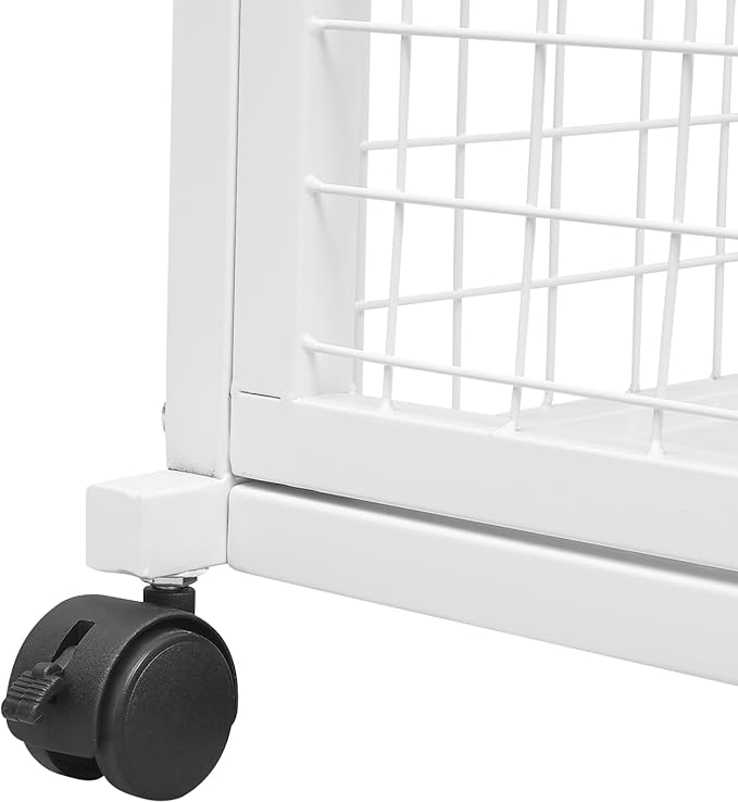 20 Tier Ribbon Holder Organizer Rack, Metal Double-Sided Ribbon Spool Storage Shelf with Wheels, Rolling Flower Wrapping Paper Storage Stand for Craft Room Flower Shop Gift Wrapping(Taller, White)