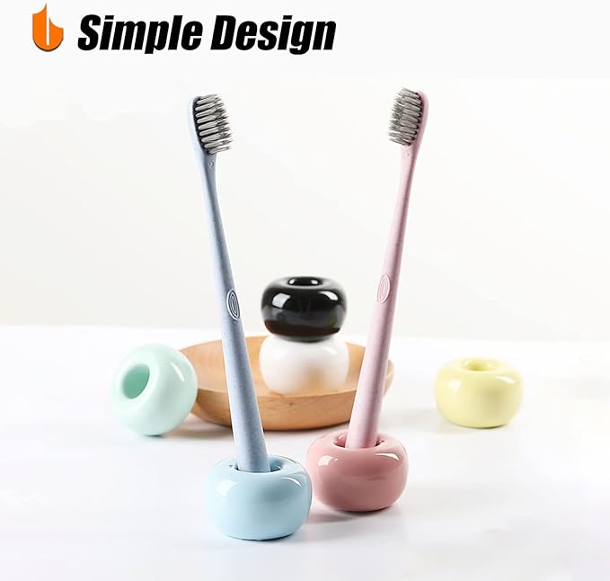 Urbanstrive Sleek Mini Ceramics Toothbrush Holder Stand for Bathroom Vanity Countertops (Green 1-Pack)