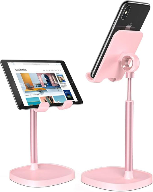 LISEN Pink Vanity Girls Room Decor Kitchen Decor and Accessories, Cute Pink Phone Stand Bathroom Essentials Decor Desk Accessories for Kindle Stand iPad mini Moms Gift Birthday Decorations 4-10 inch