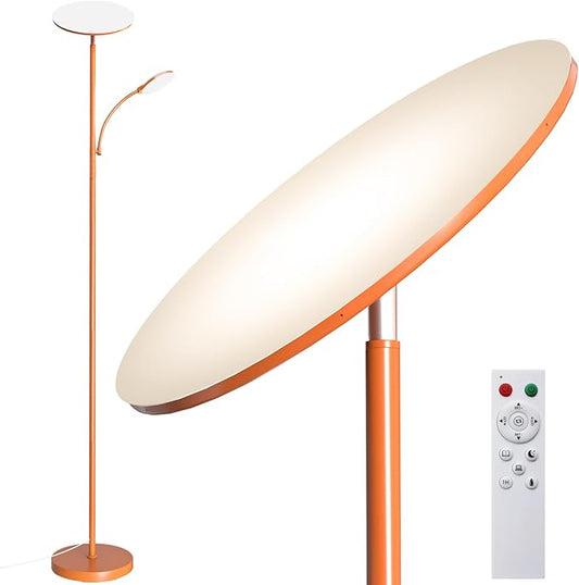 marctronic Orange Floor Lamps for Living Room, 44W/4500LM Super Bright 2 in 1 LED Floor Lamp with Remote, Stepless Dimmable