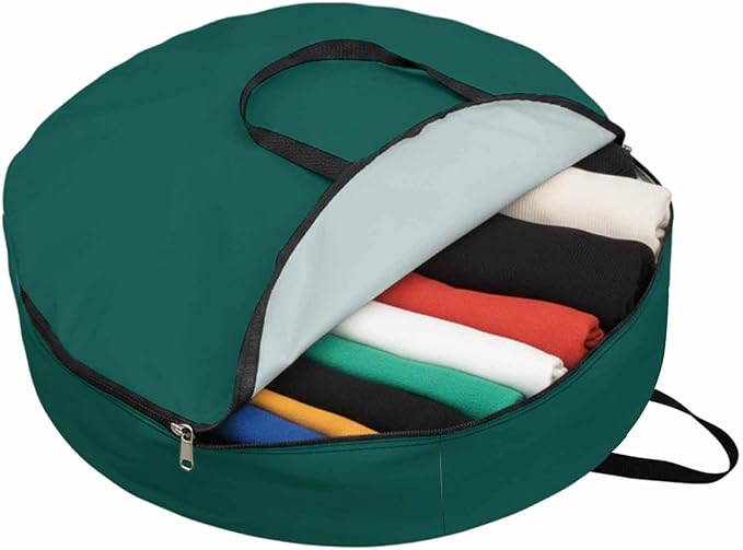 30 Inch Round Storage Bag 1 Pack,Minimalist Solid Aventurine Green Waterproof Wreath Storage Container with Handles&Zipper Pure Plain Single Color Closet Organizer Bags Garland Box
