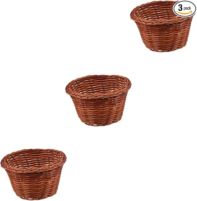 PRETYZOOM 3pcs Round Mini Easter Storage Basket Handmade Woven Vine Basket for Home Decoration for Candy and Treats Height Easter Ornament