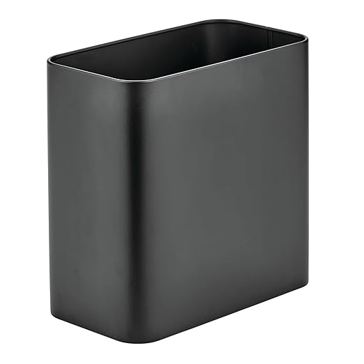 mDesign Small Metal 2.4 Gallon/9 Liter Trash Can Wastebasket Garbage Bin for Bathroom, Slim Rubbish Waste Bin Trashcans - Mirri Collection - Black