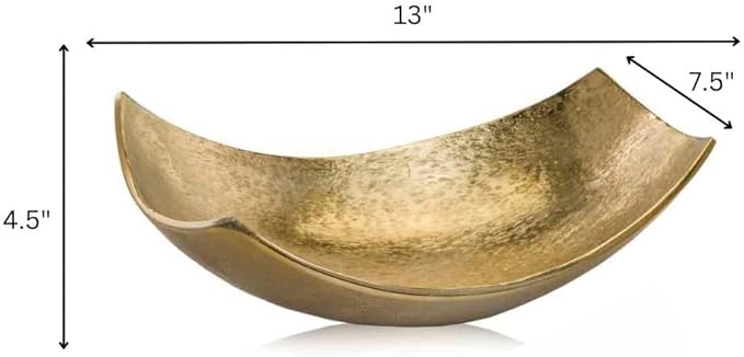 Modern Day Accents 3534 Cucha Small Scoop Gold Bowl, Shiny, Aluminum, Tabletop, Accent Piece, Centerpiece, Fruit Holder, Potpourri Bowl Home Office or Room Decor 13" L x 7.5" W 4.5" H
