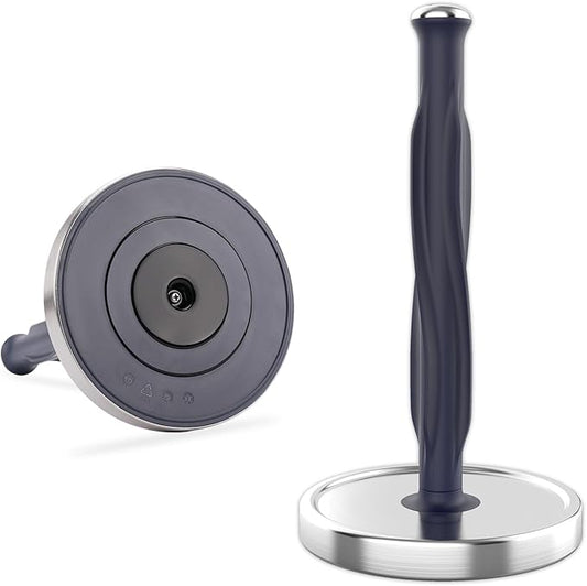 KITCHENDAO One-Handed Countertop Paper Towel Holder, Rotation Freestanding Kitchen Paper Holder Stand, Stainless Steel Paper Roll Holder with Weighted Base High-Adhesion Pad Sticker