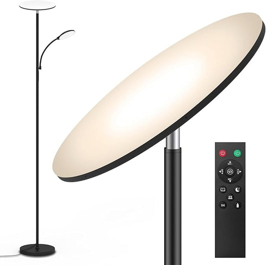marctronic Floor Lamps for Living Room, 44W/4500LM Super Bright 2 in 1 LED Floor Lamp with Remote, Stepless Dimmable, 69" Tall Standing Floor Lamp with Bendable Reading Light for Bedroom Office