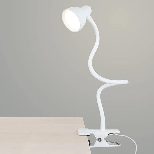 LiFMIRA Clip on Lamp USB Reading Light, 3 Color Modes, 10 Brightness Dimmable, Flexible Gooseneck Desk Lamp with Clamp, Eye Care Clip on Light for Bed Desk Headboard Home Dorm White