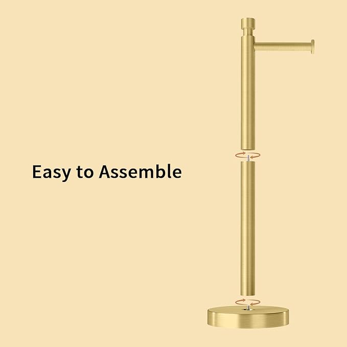 YUMORE Toilet Paper Holder Stand, 4.4lbs Heavy Duty Stainless Steel Free Standing Bathroom Tissue Roll Holder, Gold