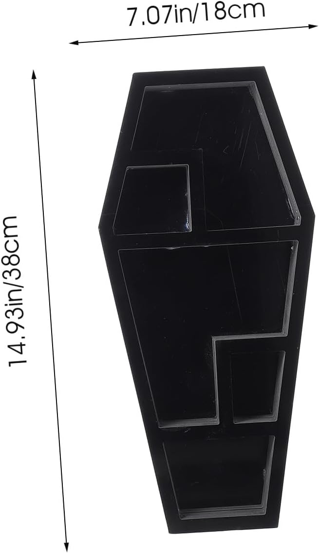 DOITOOL Book Decorations Coffin Storage Rack Decor Ornament Compartment Shelf Coffin Storage Organizer Bracket Halloween