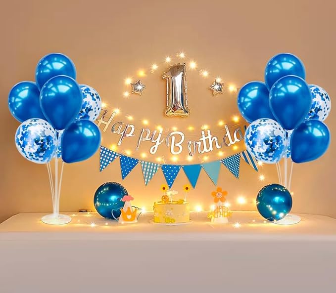 ZJDHPTY Blue Balloon Stand Centerpiece Table Decorations for Men's Birthday Father's Day Retirement Graduation Decorations Class of 2026 New Years Eve (Blue set4)