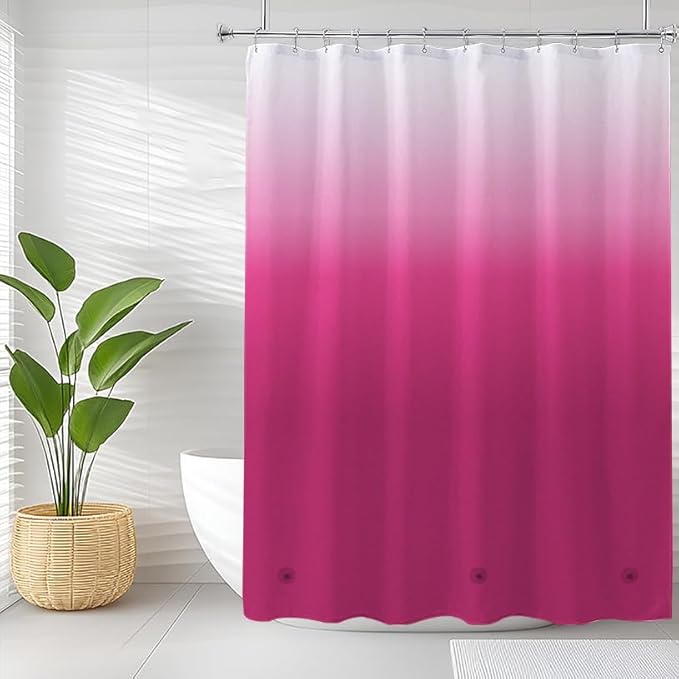 TIKABC Red Shower Curtain Liner, 4G PEVA Shower Liner, Plastic Peva Waterproof Shower Curtains, 72x72 inch with Grommet Holes 3 Magnetic Weights