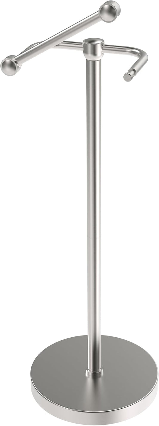 RARXTR Toilet Paper Holder Stand, Post Pivoting Design Free Standing Toilet Paper Holder, SUS304 Stainless Steel Toilet Paper Roll Holder, Heavy Stable Base (Brushed Nickel)