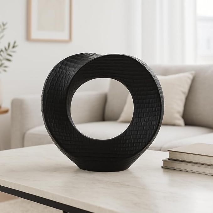 Modern Decorative Home Sculpture - Figurine Accent for Bathroom Decor, Office, or Any Room - Statement Piece for Living Room Decor on Shelf or Coffee Table as an Artful Ornament - 10" Black