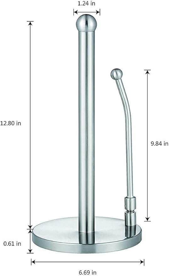 Alpine Industries Countertop Paper Towel Holder - Stainless Steel Kitchen Napkin Roll Dispenser Stand for Home, Office, Bathroom (Steel-Lite)