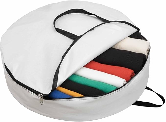 Storage Bag White Round Storage Totes Bins Closet Organizers with Zippers & Handle Pure Solid Color Clothes Storage Container for Bedroom Dorm Space Saving Packing Supplies Moving Bags