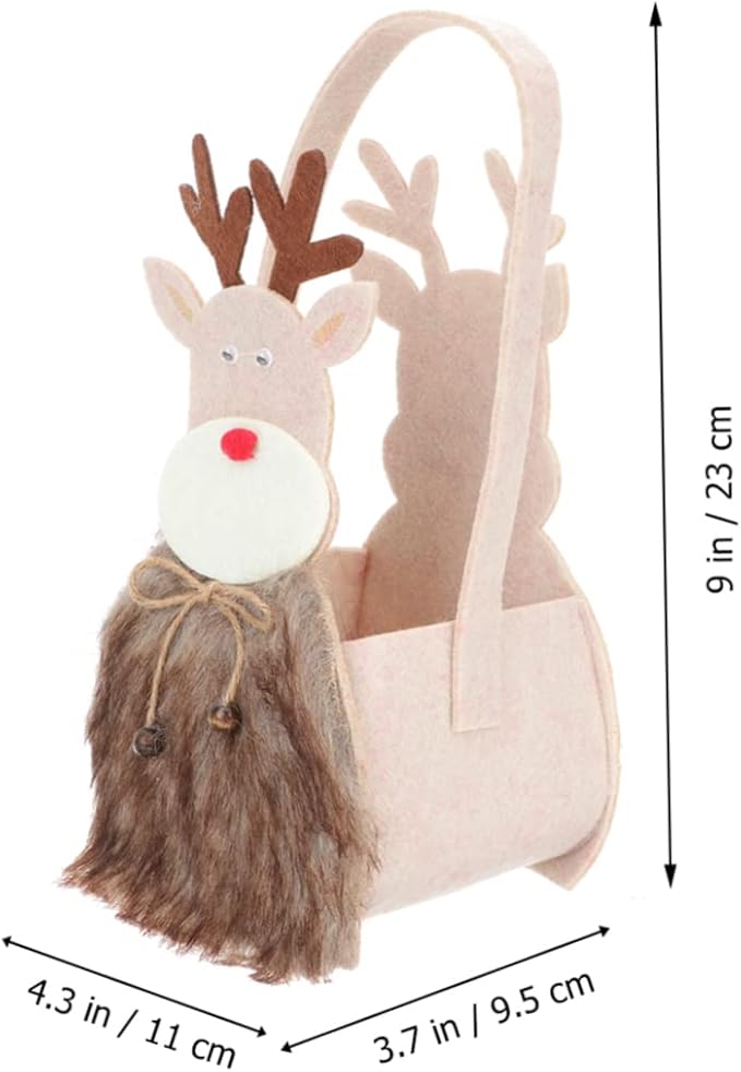 NOLITOY 2pcs Fawn Design Christmas Candy Holder Storage Bag Festive Xmas Treat Baskets for Party Favors Creative Wrapping and Holiday Decorations