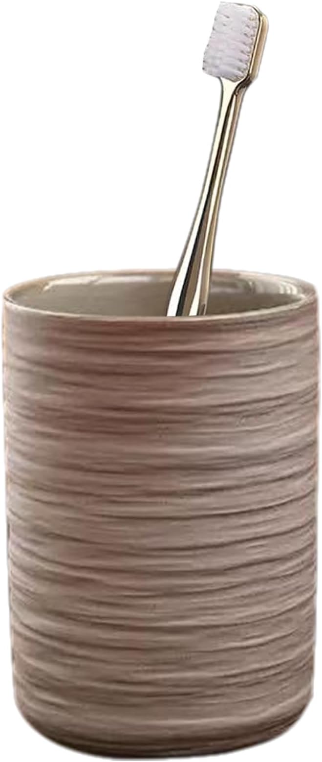 Ceramic Toothbrush Holder for Bathroom, Ceramic Toothbrush Cup, Toothpaste Organizer for Bathroom Countertop, Bathroom Storage Organizer (Unglazed)