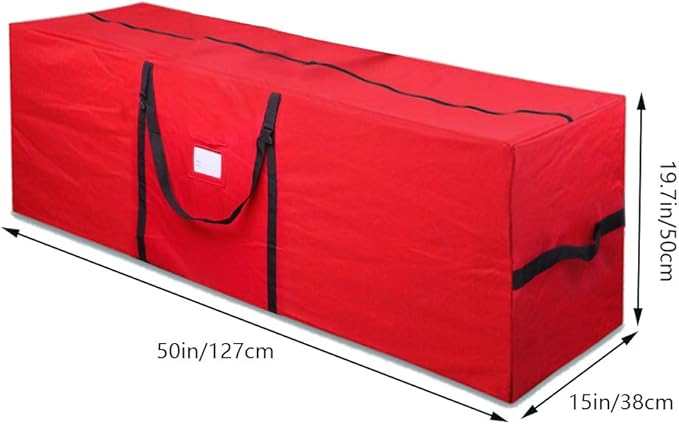Christmas Tree Storage Bag Fits Up to 7.5 Ft Artificial Disassembled Trees Large Christmas Storage Containers Heavy Duty 600D Oxford Xmas Holiday Tree Bag with Durable Handles & Dual Zipper (Red)