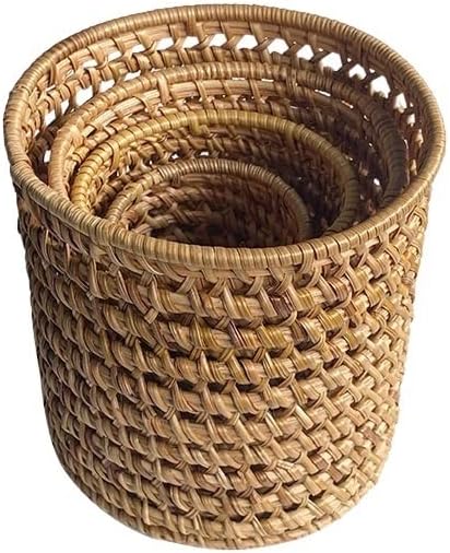 4pcs/Set Autumn Rattan Manual Woven Storage Ornaments Pu'er Tea Can Ornaments Solid Wood Color Storage Ornaments Storage Basket