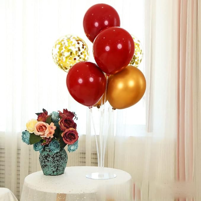ZJDHPTY Red and Gold Balloon Stand Centerpiece Table Decorations for 49ers Party Birthday Graduation Wedding Mother's Day Anniversary Christmas New Year's Eve Party Decorations(Red gold set4)