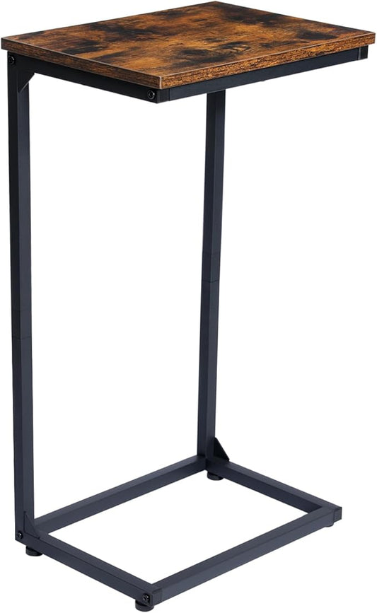 AMHANCIBLE C Shaped End Tables, Couch Side Tables that Slide Under, TV Trays for Living Room, Bedroom, Small Space, Sofa, Brown HET02BBR-1