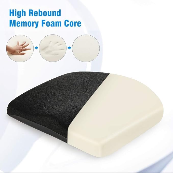 Tsumbay Firm Support Coccyx Cushion for Office Chair - Orthopedic Memory Foam, Standard Size (16.9”x15”), Tailbone Pain Relief with Removable Washable Cover & Handle for Car, Wheelchair