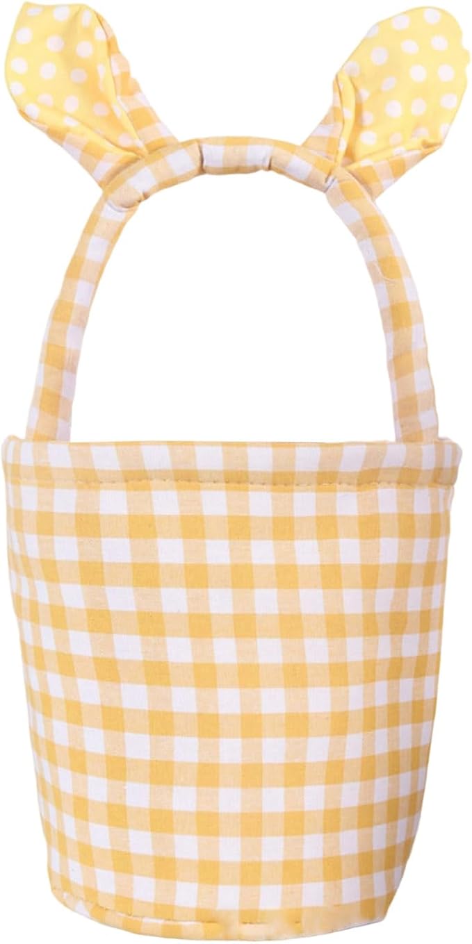 Colorful Striped Easters Basket Checkered Pattern Foldable Reusable Holiday Decors Storage Bin Striped Basket Party Supplies