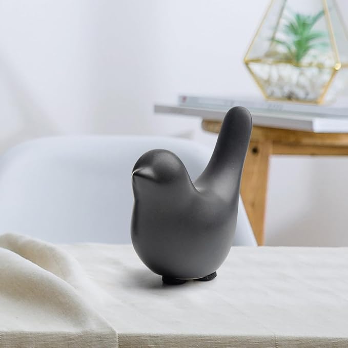 Elegant Black Small Bird Sculptures,Modern Abstract Art Pieces for Bookshelf Decor, Coffee Table Decor, and Luxury Home Decor Accents(2Pcs Black Birds)